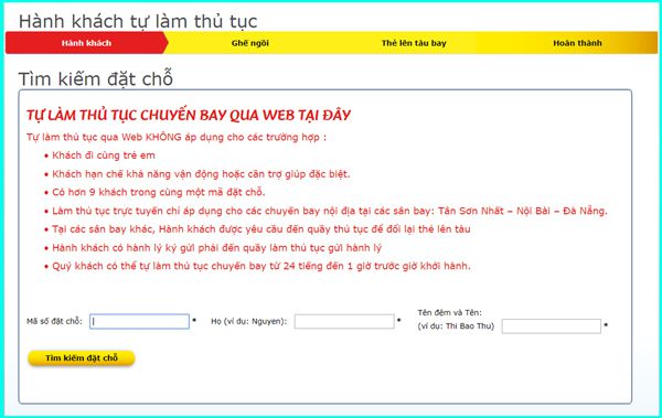 Check in Trực Tuyến Vietjet Air