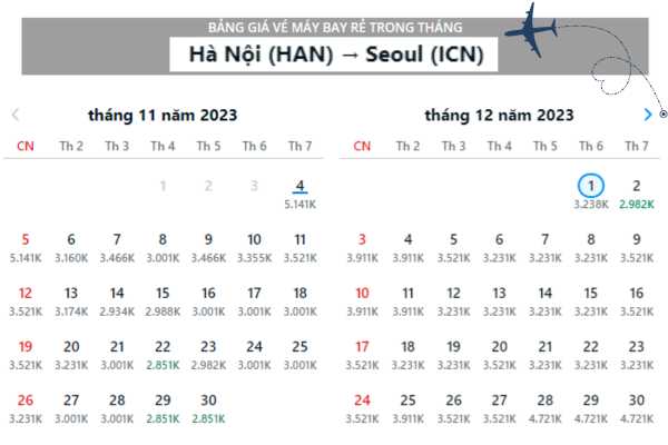 Ưu đãi đặc biệt vé máy bay Hà Nội Seoul chỉ từ 2.990.847đ
