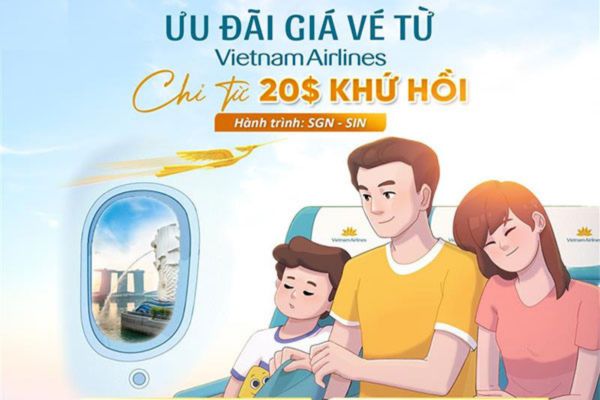 Vé máy bay Vietnam Airlines đi Singapore giá chỉ từ 20USD