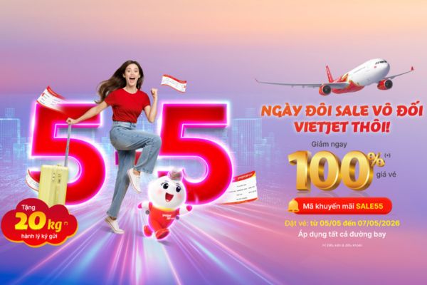 Ng&agrave;y Đ&ocirc;i 5.5 Vietjet Air: Cơ Hội Săn V&eacute; M&aacute;y Bay Gi&aacute; Rẻ Hấp Dẫn