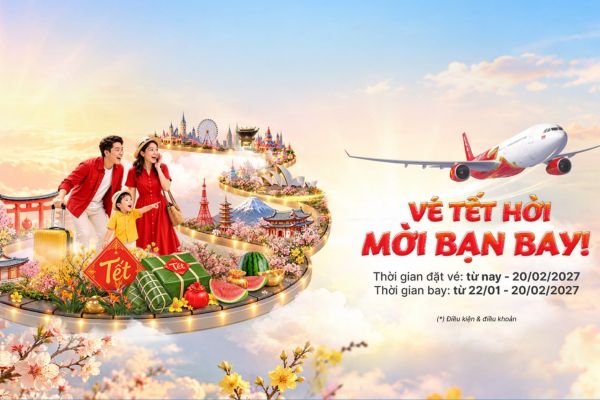 Vietjet Air mở b&aacute;n sớm 3,1 triệu v&eacute; Tết Đinh M&ugrave;i 2027