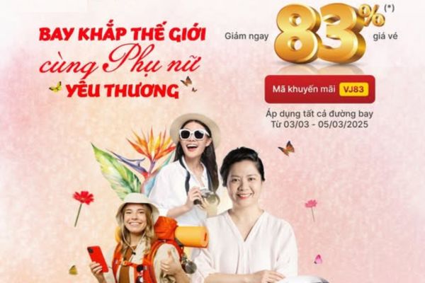 Vietjet giảm giá vé máy bay nhân dịp 8 tháng 3