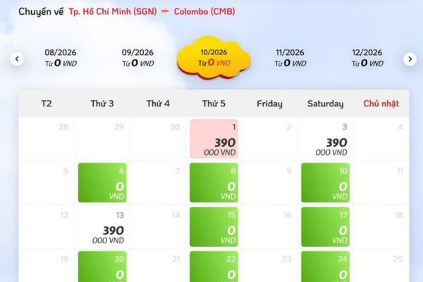 Vietjet khai trương đường bay TP.HCM &ndash; Colombo, giảm 20% gi&aacute; v&eacute; v&agrave; tặng 20kg h&agrave;nh l&yacute;