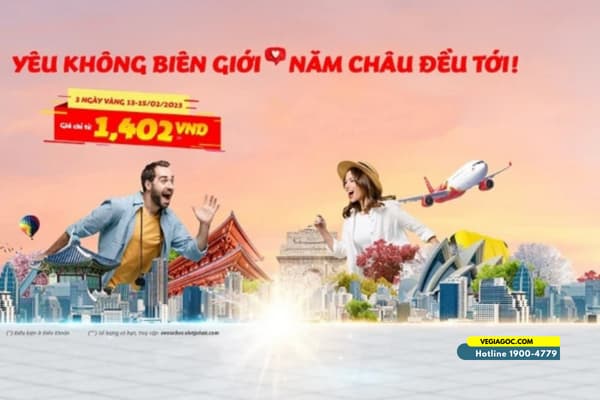 Vietjet khuyến mãi vé máy bay 1402 đồng Valentine