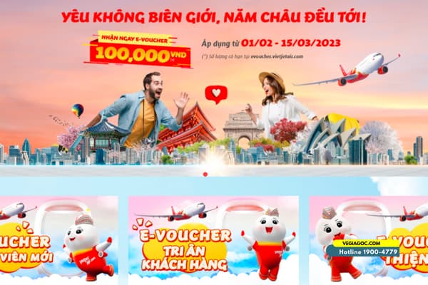 Vietjet khuyến mãi vé máy bay 1402 đồng Valentine