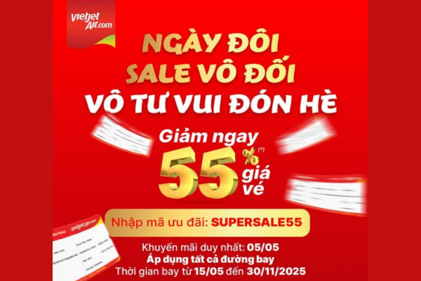 Vietjet tung khuyến mãi cực sốc mừng ngày đôi 5/5