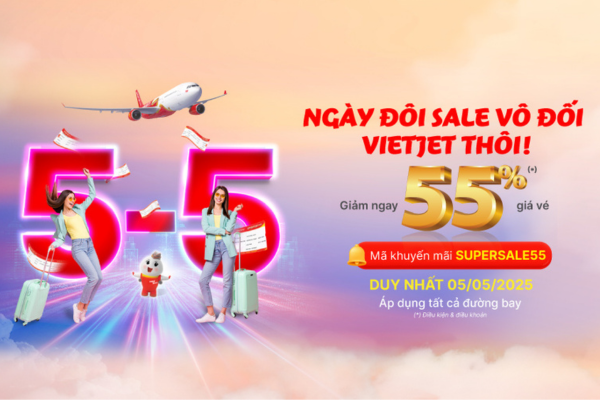 Vietjet tung khuyến mãi cực sốc mừng ngày đôi 5/5