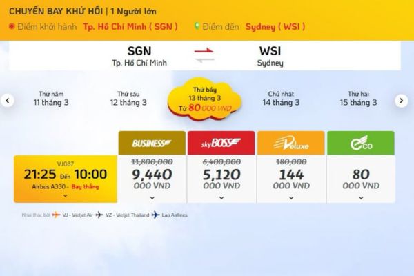 Vietjet tung ưu đ&atilde;i giảm 20% v&eacute; Thương gia đi &Uacute;c