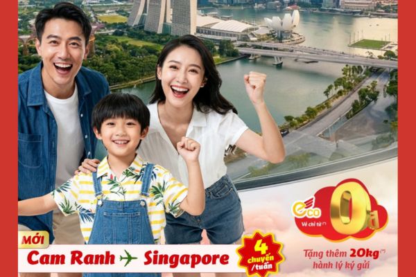 Vietjet tung v&eacute; 0Đ mừng khai trương đường bay Cam Ranh &ndash; Singapore