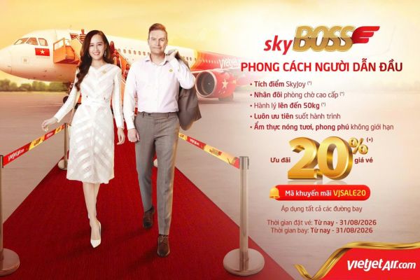 Vietjet Ưu Đ&atilde;i Đến 20% Cho Hạng V&eacute; Deluxe, SkyBoss V&agrave; Business