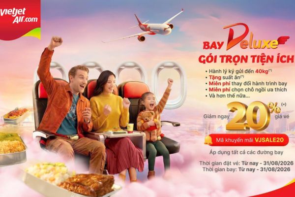 Vietjet Ưu Đ&atilde;i Đến 20% Cho Hạng V&eacute; Deluxe, SkyBoss V&agrave; Business