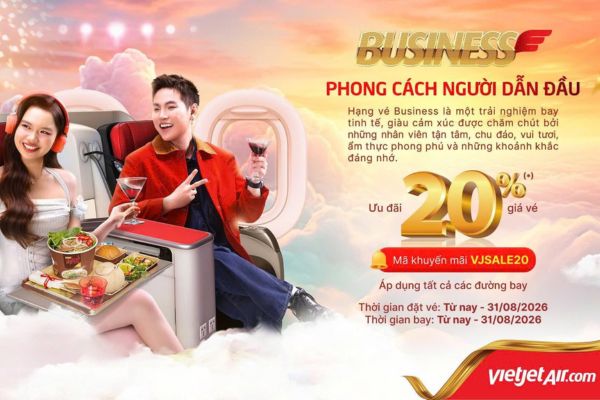 Vietjet Ưu Đ&atilde;i Đến 20% Cho Hạng V&eacute; Deluxe, SkyBoss V&agrave; Business