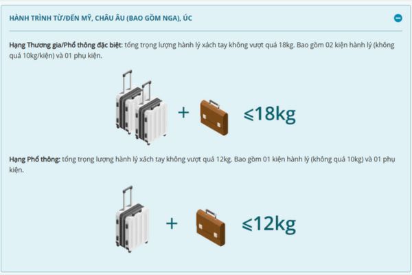 Vietnam Airlines điều chỉnh chính sách hành lý xách tay từ ngày 05/05/2025
