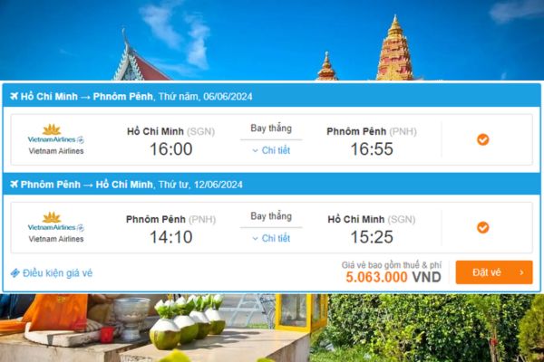 Vietnam Airlines giảm giá đặc biệt cho đường bay TPHCM đến Phnom Penh