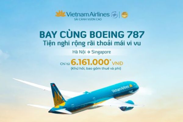 Vietnam Airlines khai thác Boeing 787 Hà Nội Đi Singapore