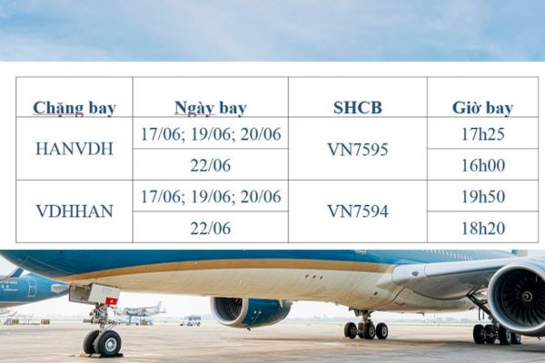 Tháng 06/2024 Vietnam Airlines Tăng Chuyến Bay Hà Nội đi Đồng Hới/Huế