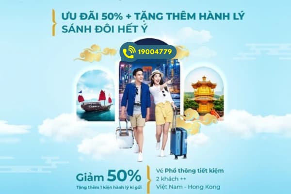 Vietnam Airlines khuyến mãi tặng hành lý miễn cước vé máy bay đi HongKong