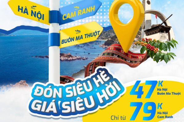 Đường Bay Mới Vietravel Airlines: H&agrave; Nội Đi Cam Ranh V&agrave; Bu&ocirc;n Ma Thuột