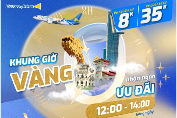Vietravel Airlines tung khung giờ v&agrave;ng 12h &ndash; 14h săn v&eacute; si&ecirc;u ưu đ&atilde;i
