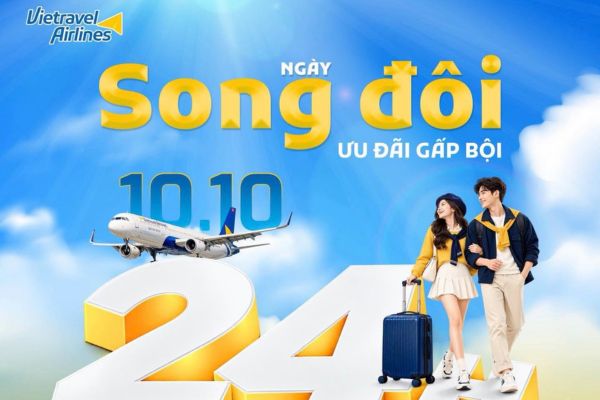 Vietravel Airlines tung ưu đ&atilde;i ng&agrave;y song đ&ocirc;i 10/10, giảm đến 50% gi&aacute; v&eacute;