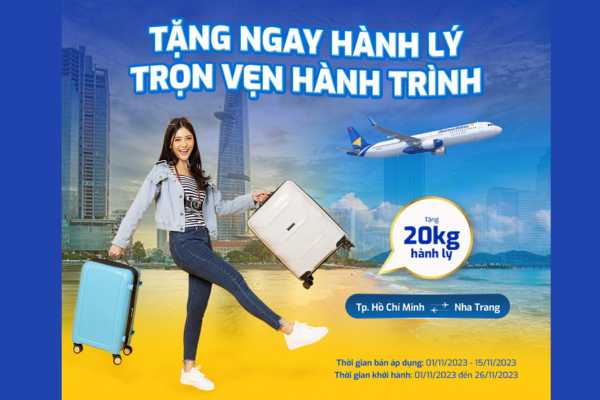 Vietravel tặng 20KG hành lý chuyến bay Sài Gòn Nha Trang